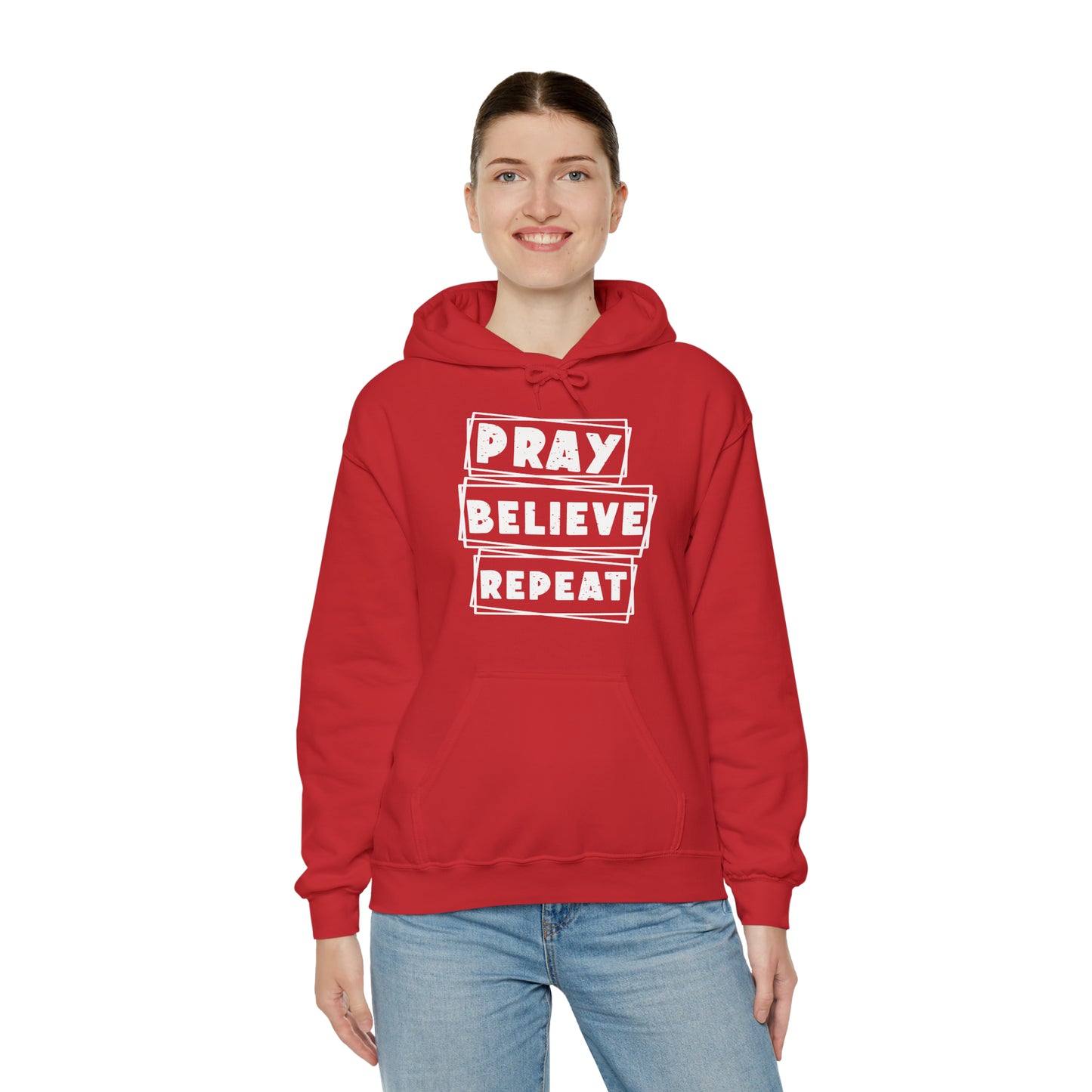 Pray Believe Repeat Unisex Heavy Blend™ Hooded Sweatshirt
