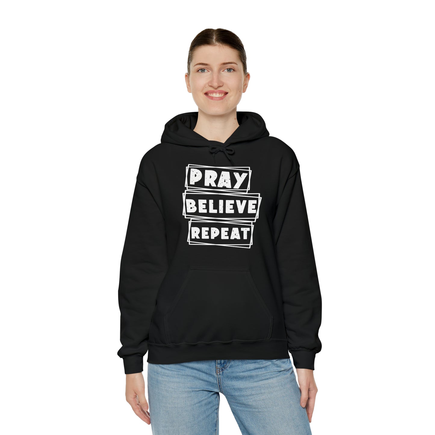 Pray Believe Repeat Unisex Heavy Blend™ Hooded Sweatshirt