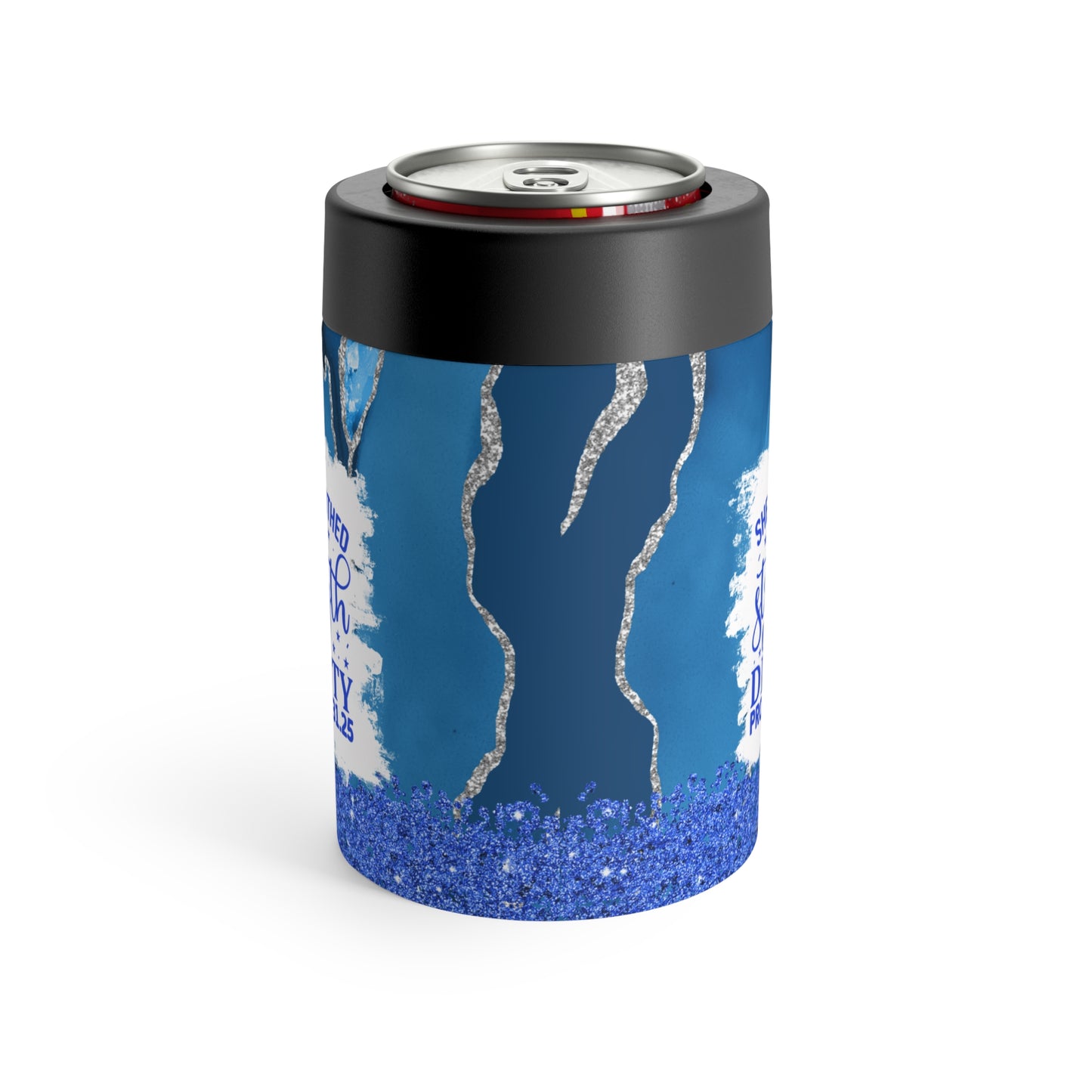 She is Clothed in Strength Blue 12oz Can Holder