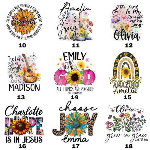 Custom Name Faith-Based Christian Bible Verse Scriptures 4 Designs Sticker Sheet