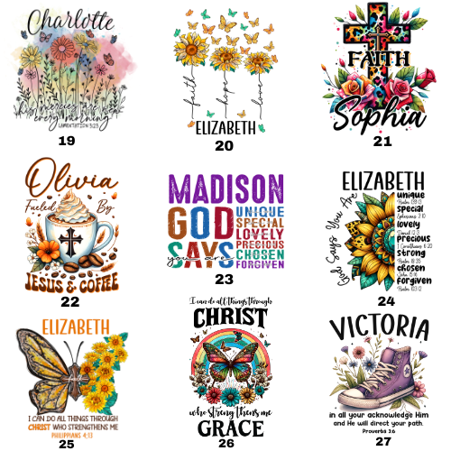 Custom Name Faith-Based Christian Bible Verse Scriptures 4 Designs Sticker Sheet