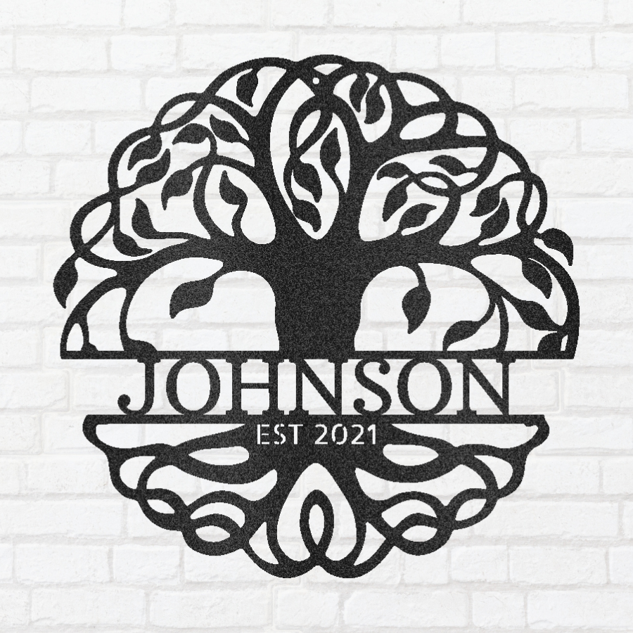 Fancy Tree of Life Monogram - Steel Sign