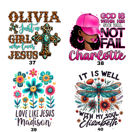 Custom Name Faith-Based Christian Bible Verse Scriptures 4 Designs Sticker Sheet