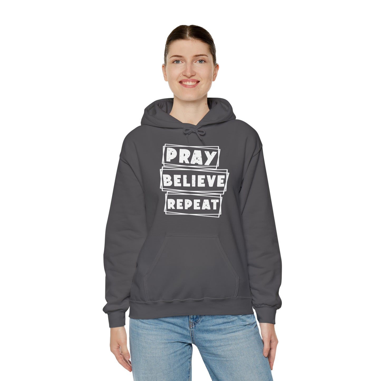Pray Believe Repeat Unisex Heavy Blend™ Hooded Sweatshirt