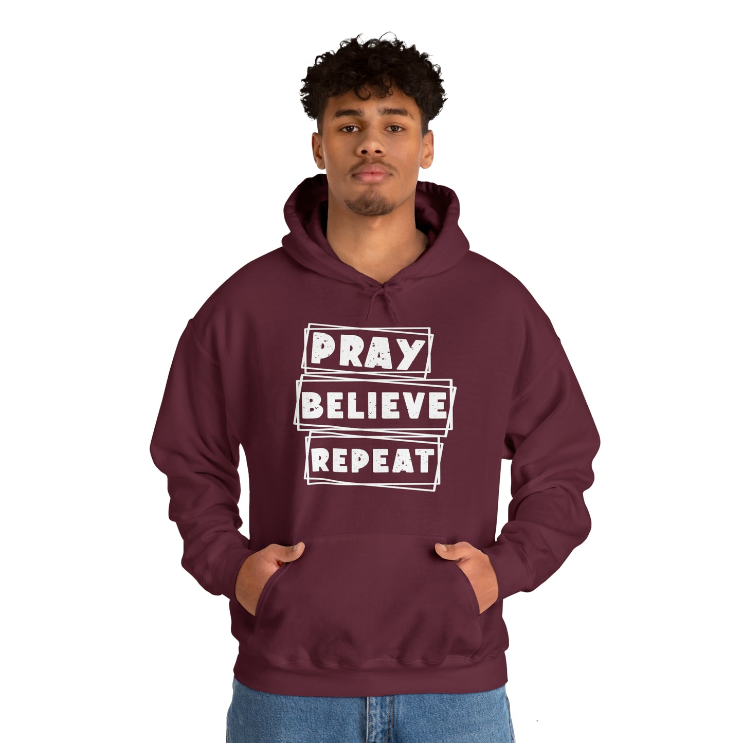 Pray Believe Repeat Unisex Heavy Blend™ Hooded Sweatshirt