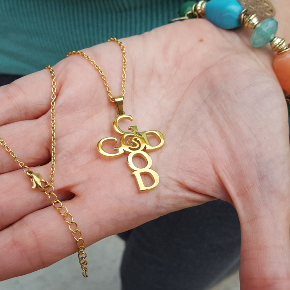 Religious Stainless-Steel God is Good Cross Necklace Women Christian Jewelry Gift