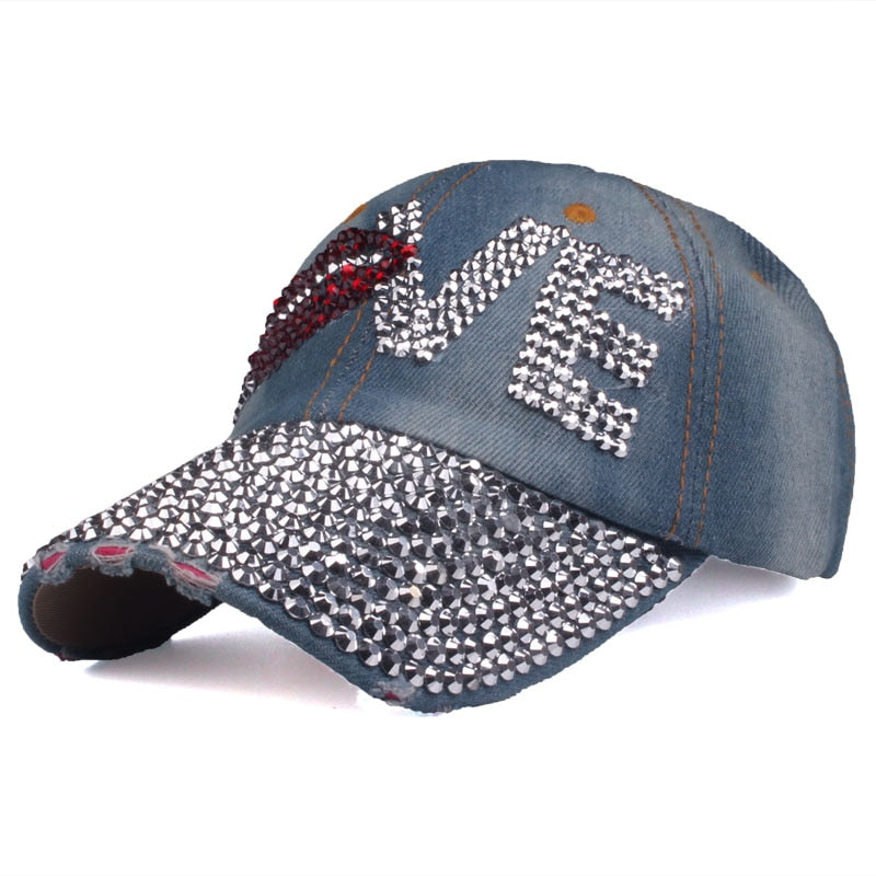 Baseball Caps New Style Letter LOVE Cap For Women Rhinestone