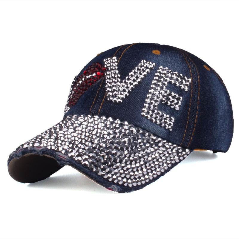 Baseball Caps New Style Letter LOVE Cap For Women Rhinestone