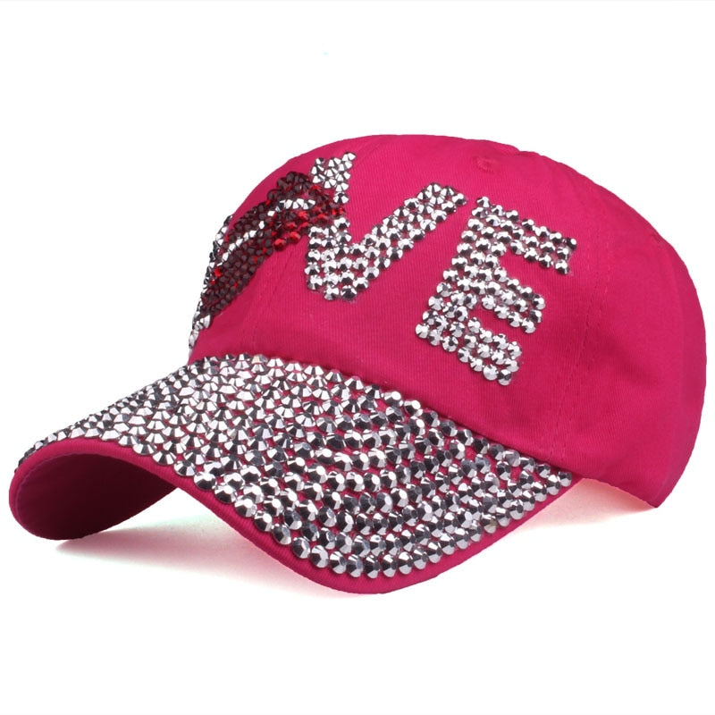 Baseball Caps New Style Letter LOVE Cap For Women Rhinestone