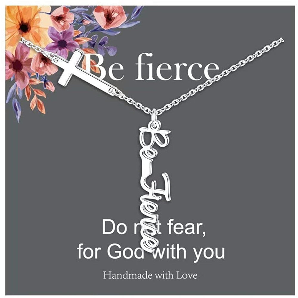 Cross Pendant Necklace for Women Religious Gift Hope Faith Jesus Love Blessed