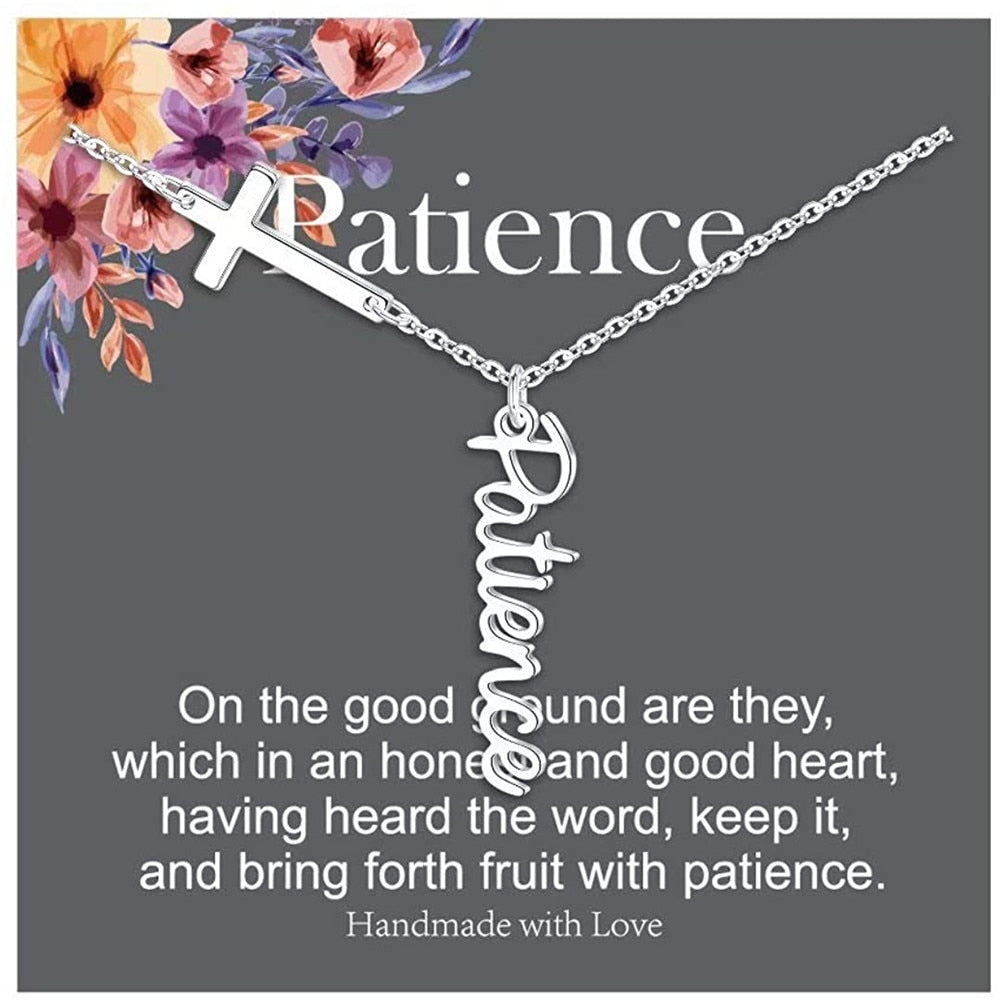 Cross Pendant Necklace for Women Religious Gift Hope Faith Jesus Love Blessed