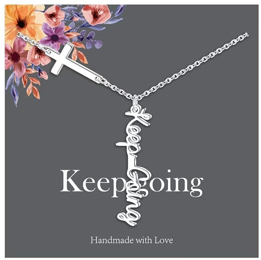 Cross Pendant Necklace for Women Religious Gift Hope Faith Jesus Love Blessed