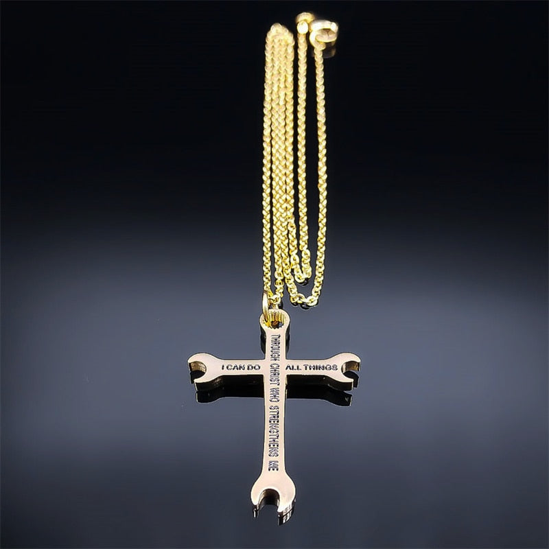 Bible Verse Necklace for Men Stainless Steel Christian Gifts Faith Prayer