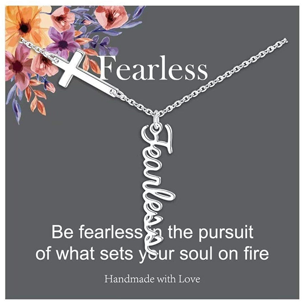 Cross Pendant Necklace for Women Religious Gift Hope Faith Jesus Love Blessed