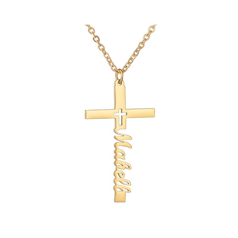 Custom Name Necklace Cross Customized Chains Stainless Steel Pendant Jewelry For Women Personalized Birthday Gift Accessories