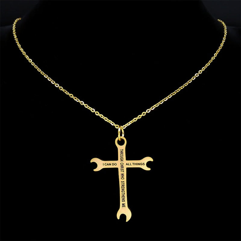 Bible Verse Necklace for Men Stainless Steel Christian Gifts Faith Prayer