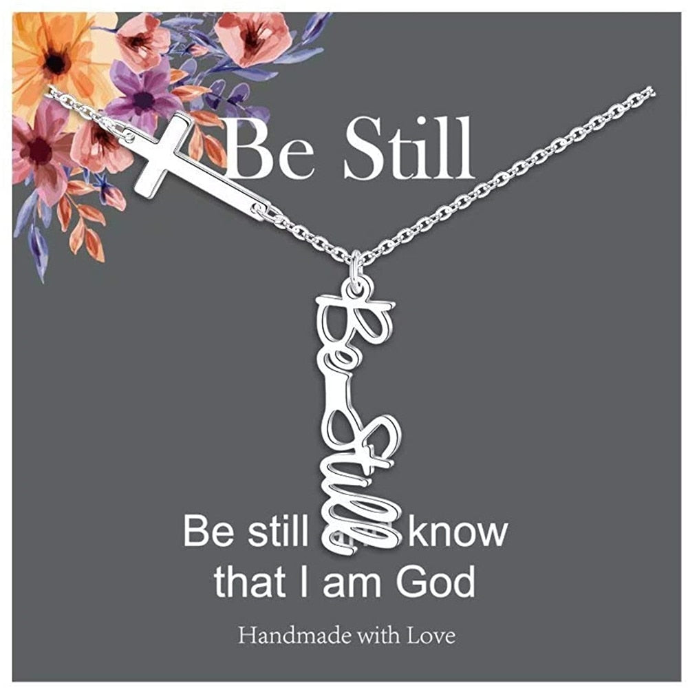 Cross Pendant Necklace for Women Religious Gift Hope Faith Jesus Love Blessed