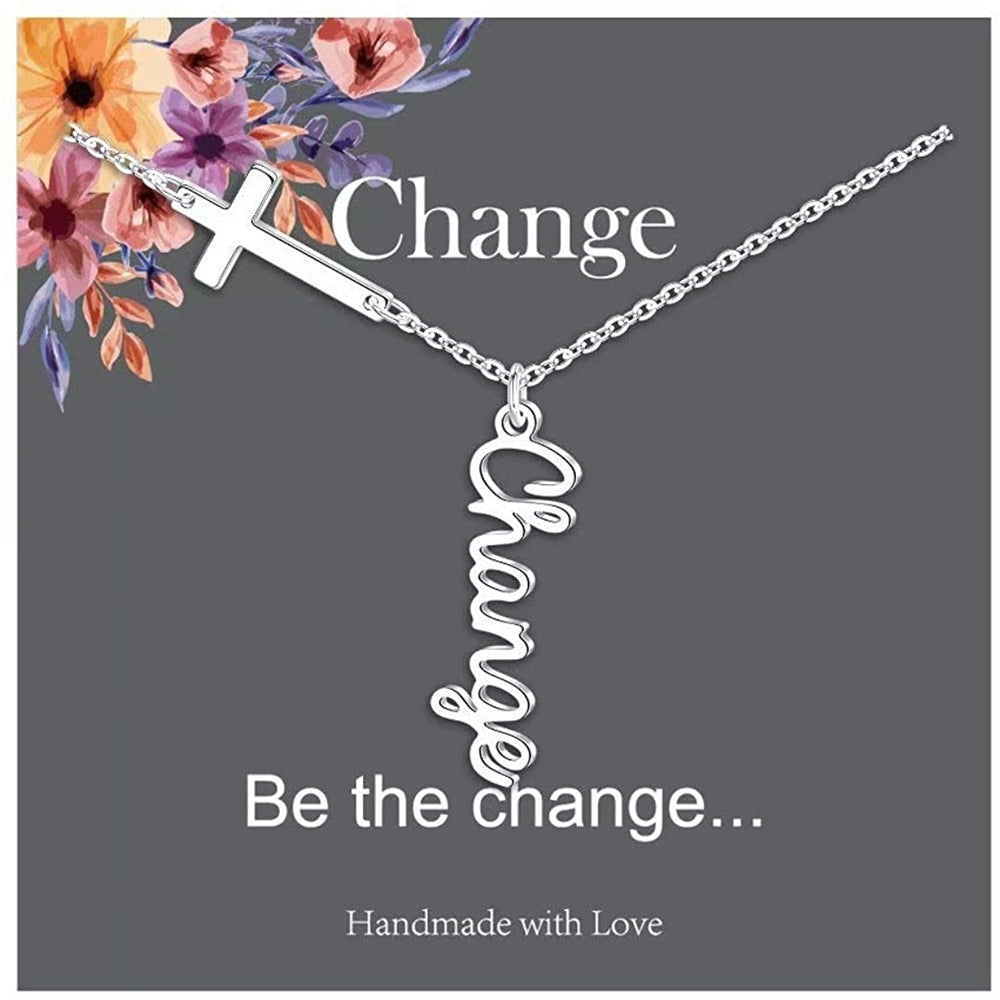 Cross Pendant Necklace for Women Religious Gift Hope Faith Jesus Love Blessed