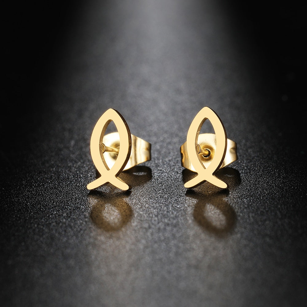 Stainless Steel Earrings Trend Heart Shaped Stethoscope Charm Fashion Stud Earrings For Women Jewelry Party Gift