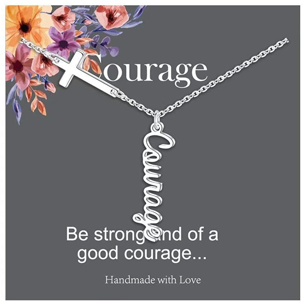 Cross Pendant Necklace for Women Religious Gift Hope Faith Jesus Love Blessed