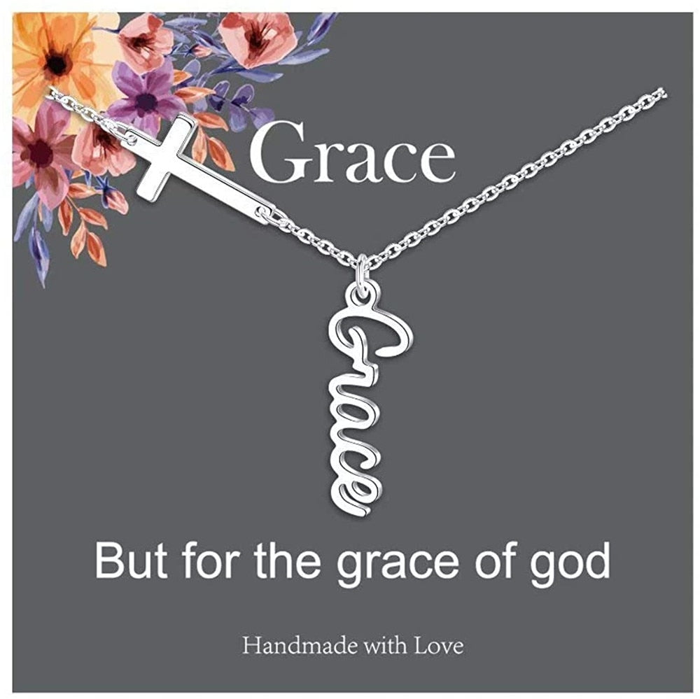Cross Pendant Necklace for Women Religious Gift Hope Faith Jesus Love Blessed