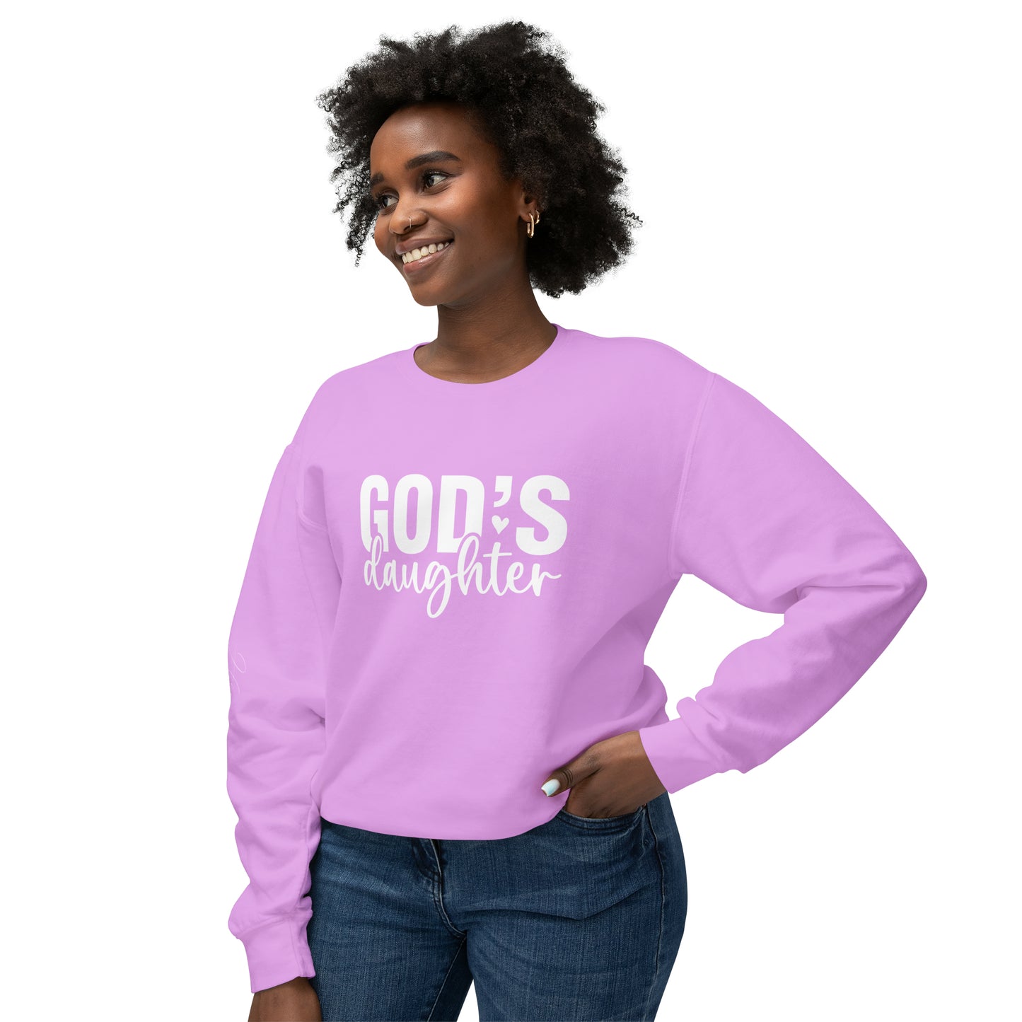 God's Daughter, His Masterpiece Christian Bible Verse Scripture Unisex Lightweight Crewneck Sweatshirt