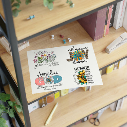 Custom Name Faith-Based Christian Bible Verse Scriptures 4 Designs Sticker Sheet