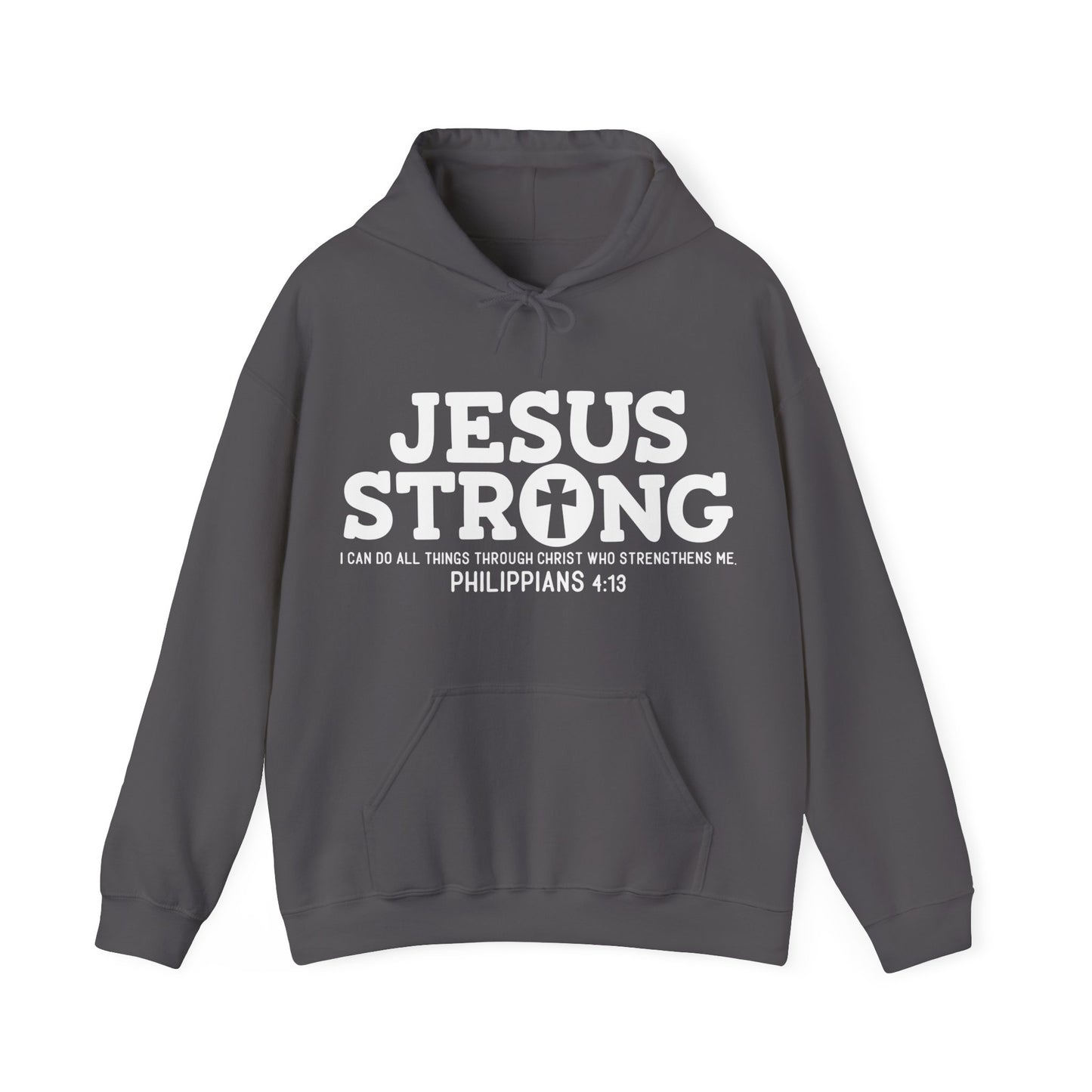 Jesus Strong Unisex Heavy Blend™ Christian Bible Scripture Philippians 4:13 Hooded Sweatshirt