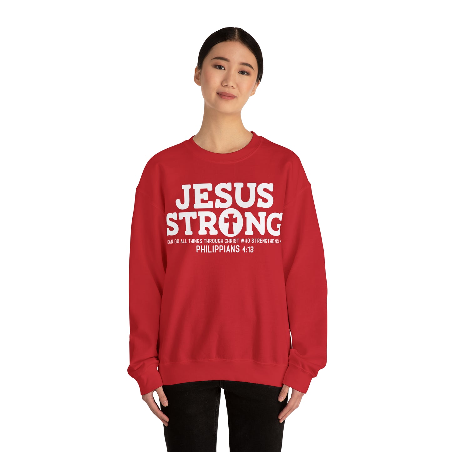 Jesus Strong Phil 4:13 Unisex Heavy Blend™ Crewneck Sweatshirt