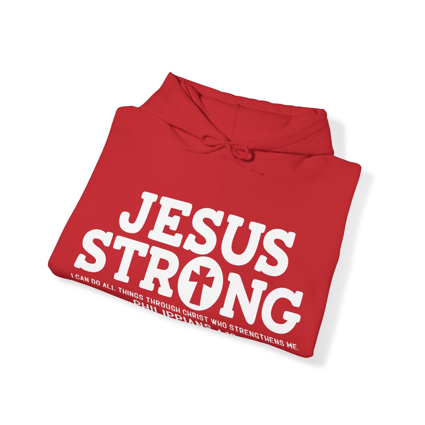 Jesus Strong Unisex Heavy Blend™ Christian Bible Scripture Philippians 4:13 Hooded Sweatshirt