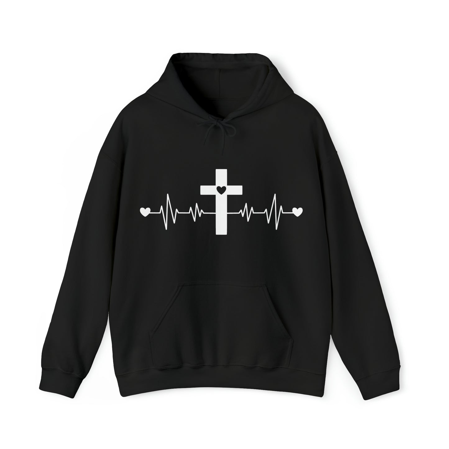Heartbeat Cross Unisex Heavy Blend™ Hooded Sweatshirt