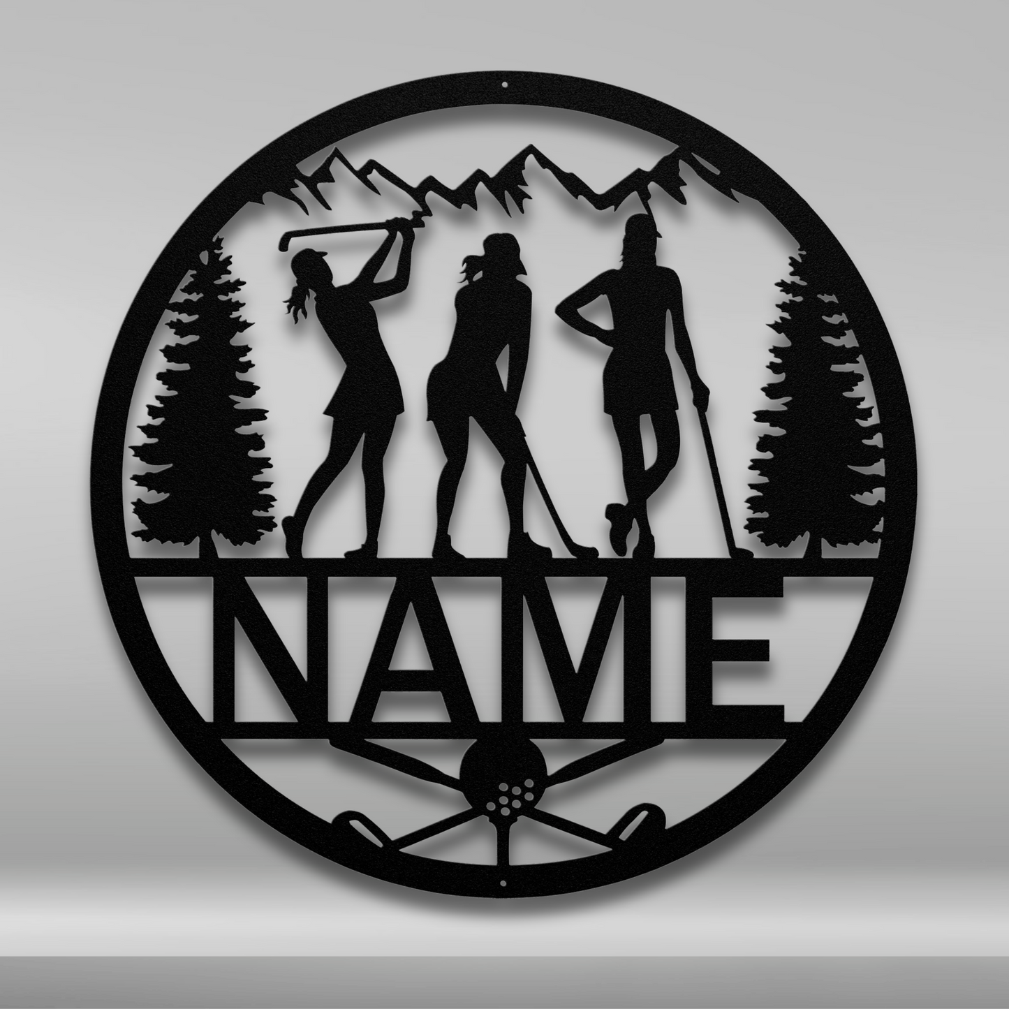 Custom Name Female Golf Metal Sign
