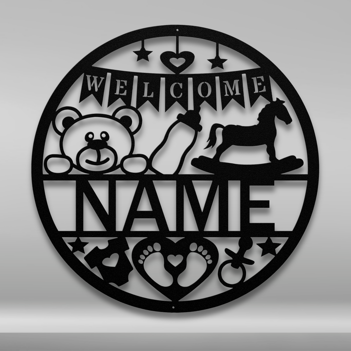 Custom Name New Baby Metal Sign