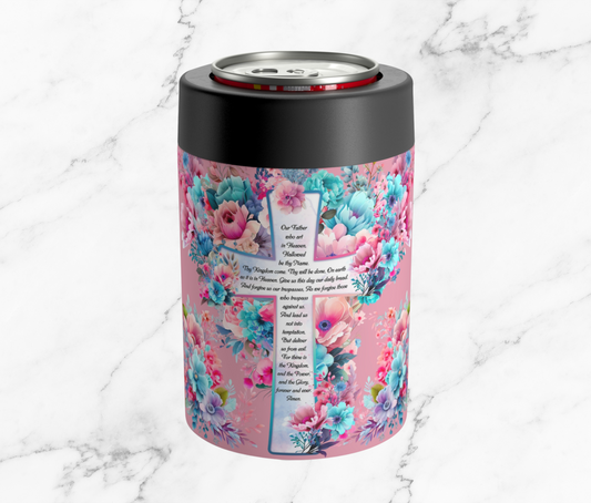 The Lord's Prayer Pink 12oz Can Holder