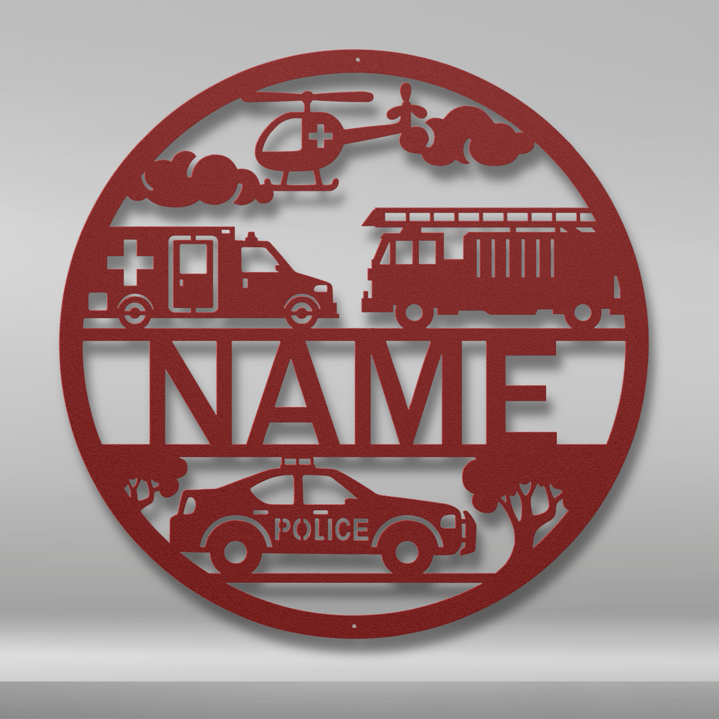 Custom Name Rescue Vehicles Metal Sign