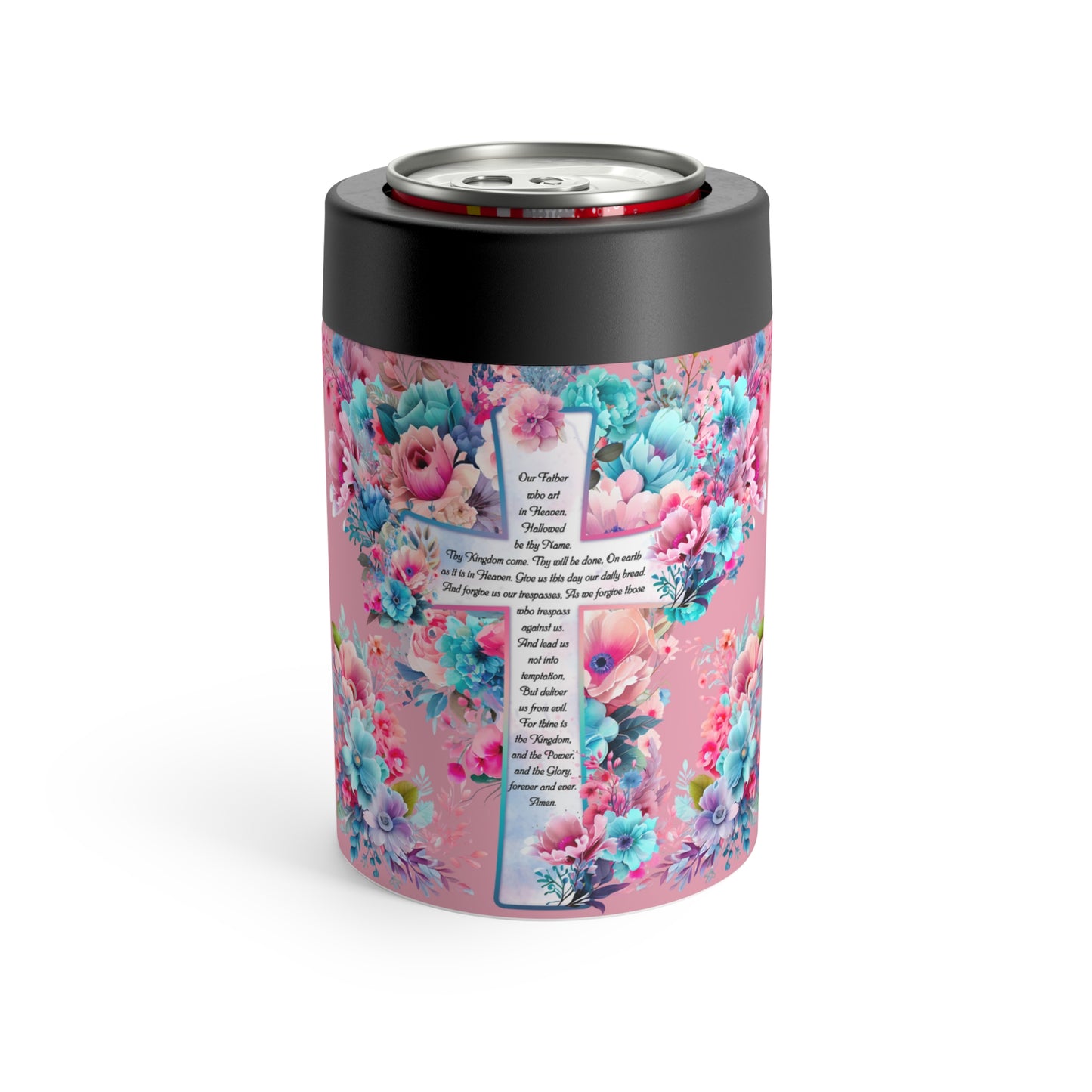 The Lord's Prayer Pink 12oz Can Holder