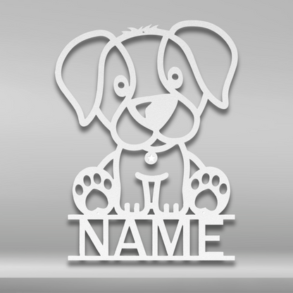 Custom Name Puppy  Metal Art