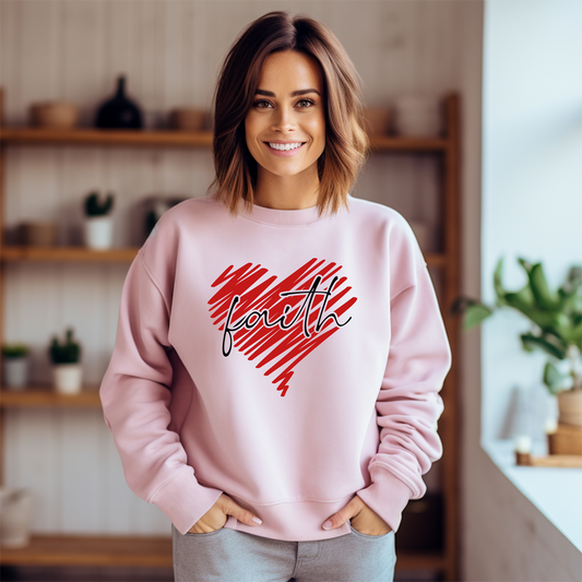 Faith Red Heart Crewneck Sweatshirt