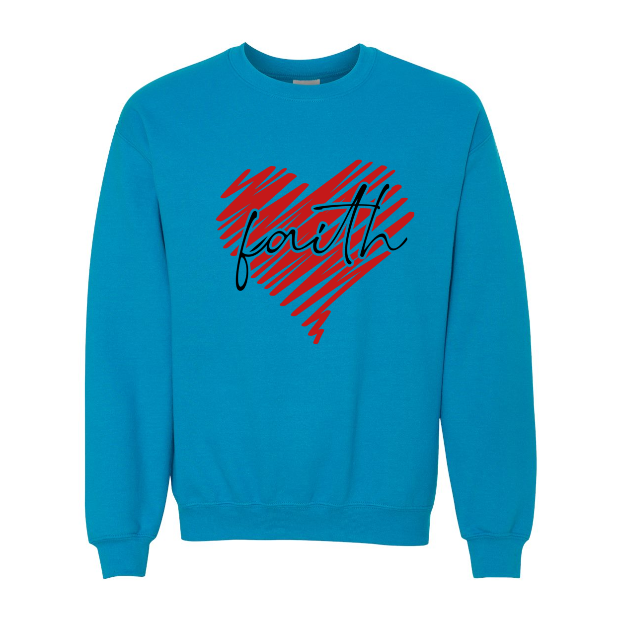 Faith Red Heart Crewneck Sweatshirt