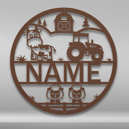 Custom Name Cute Farm Metal Sign