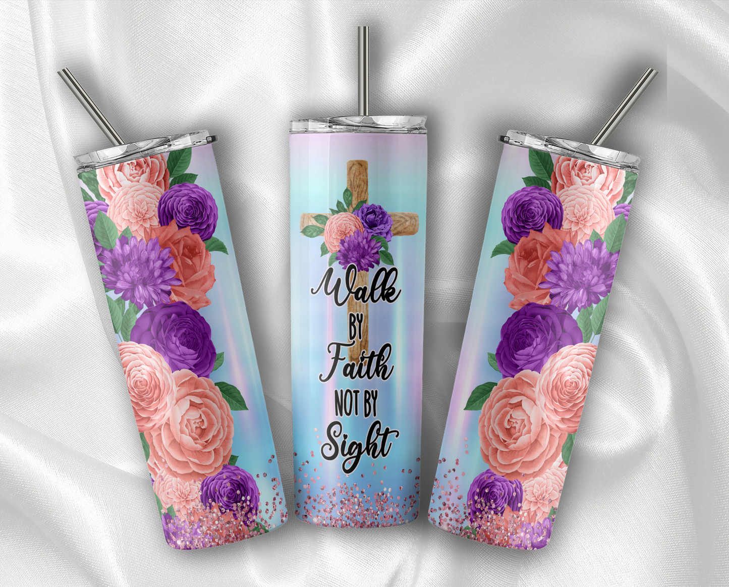 Walk By Faith Tumbler With Stainless Steel Straw 20oz