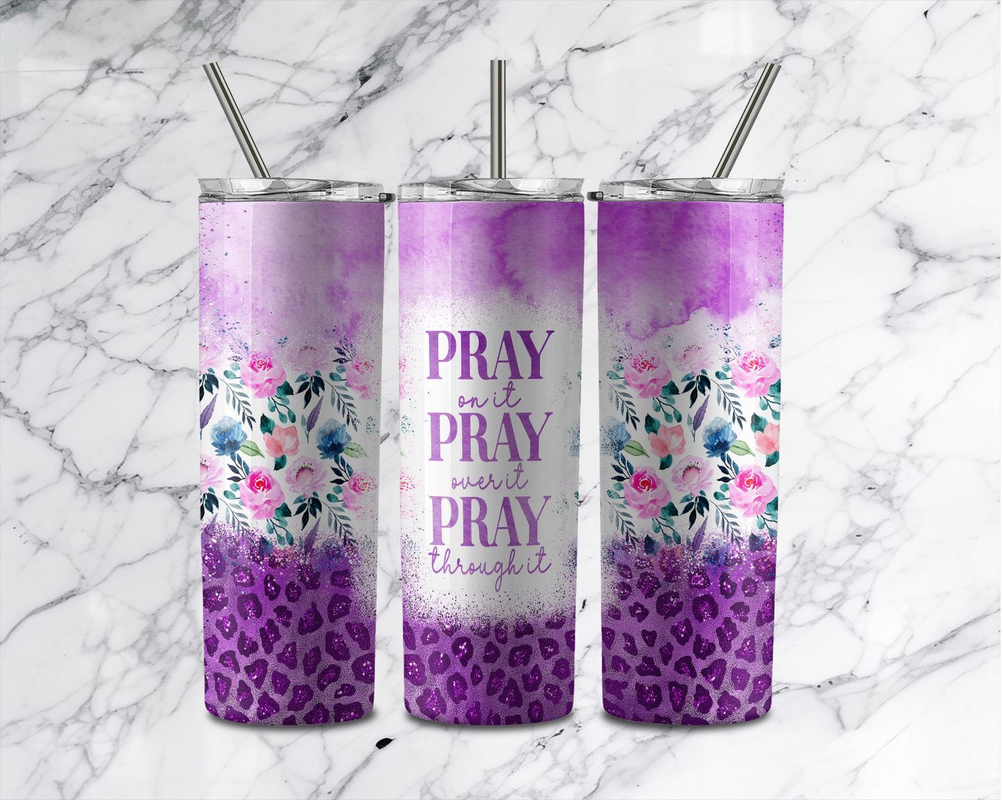 Pray for All Tumbler With Stainless Steel Straw 20oz