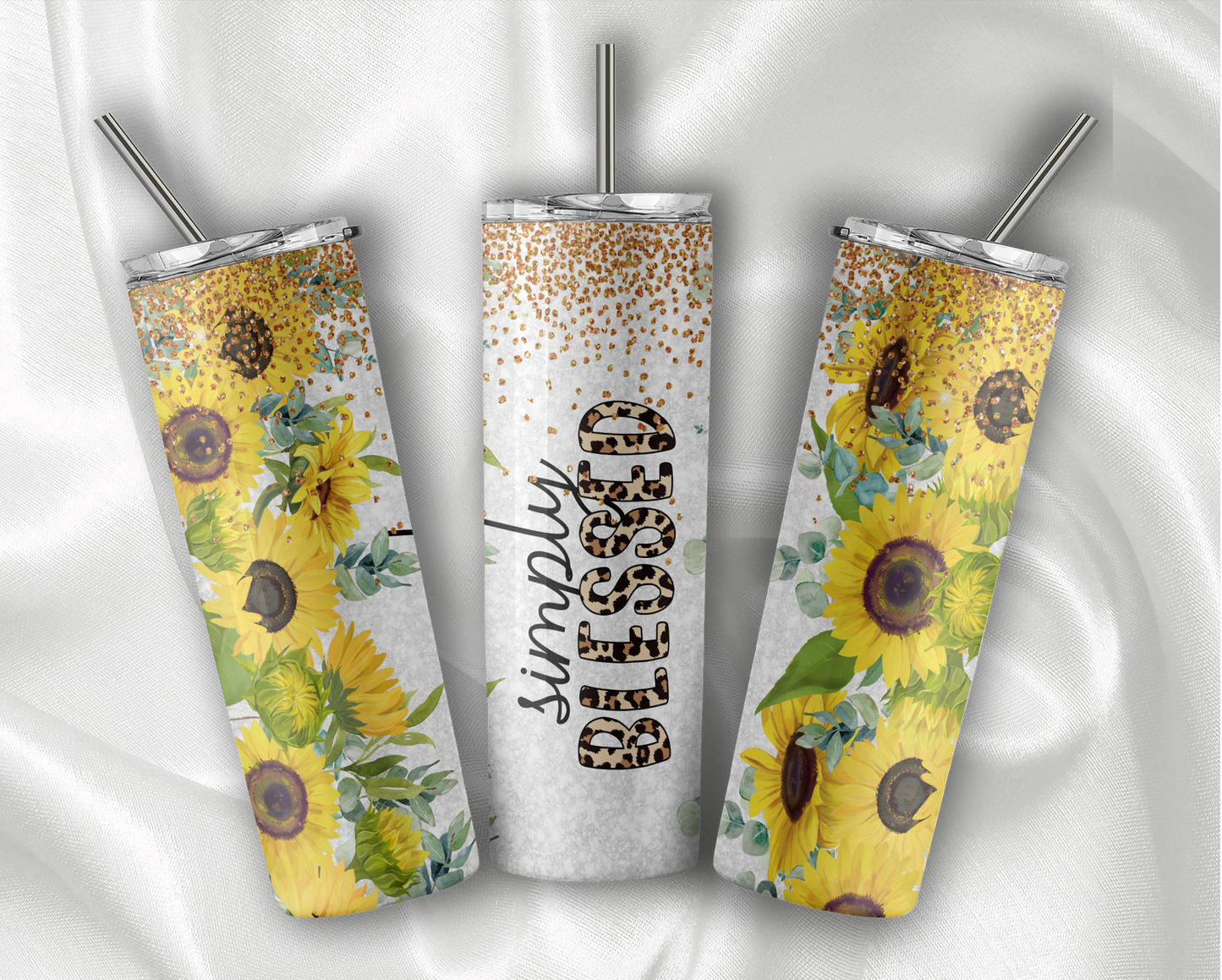 Simply Blessed Tumbler With Stainless Steel Straw 20oz