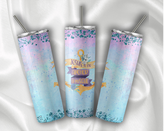 Anchor of My Soul Tumbler With Stainless Steel Straw 20oz