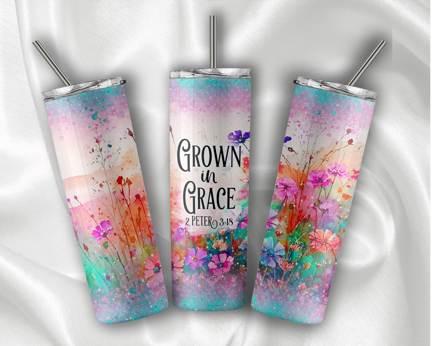 Grow in Grace Tumbler With Stainless Steel Straw 20oz