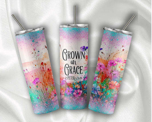 Grow in Grace Tumbler With Stainless Steel Straw 20oz