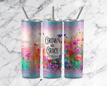 Grow in Grace Tumbler With Stainless Steel Straw 20oz
