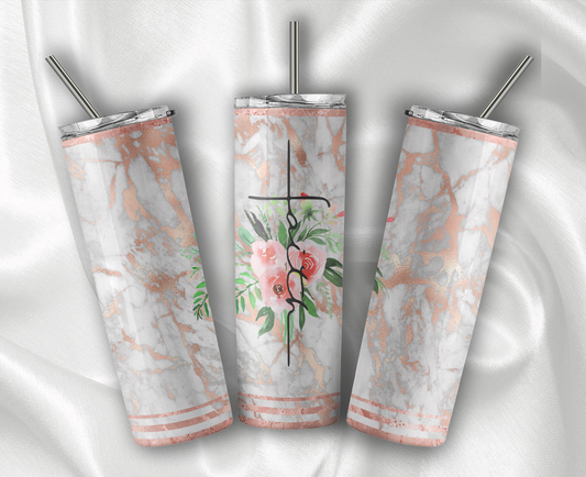 Pink Faith Tumbler With Stainless Steel Straw 20oz