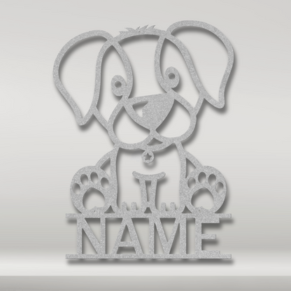 Custom Name Puppy  Metal Art