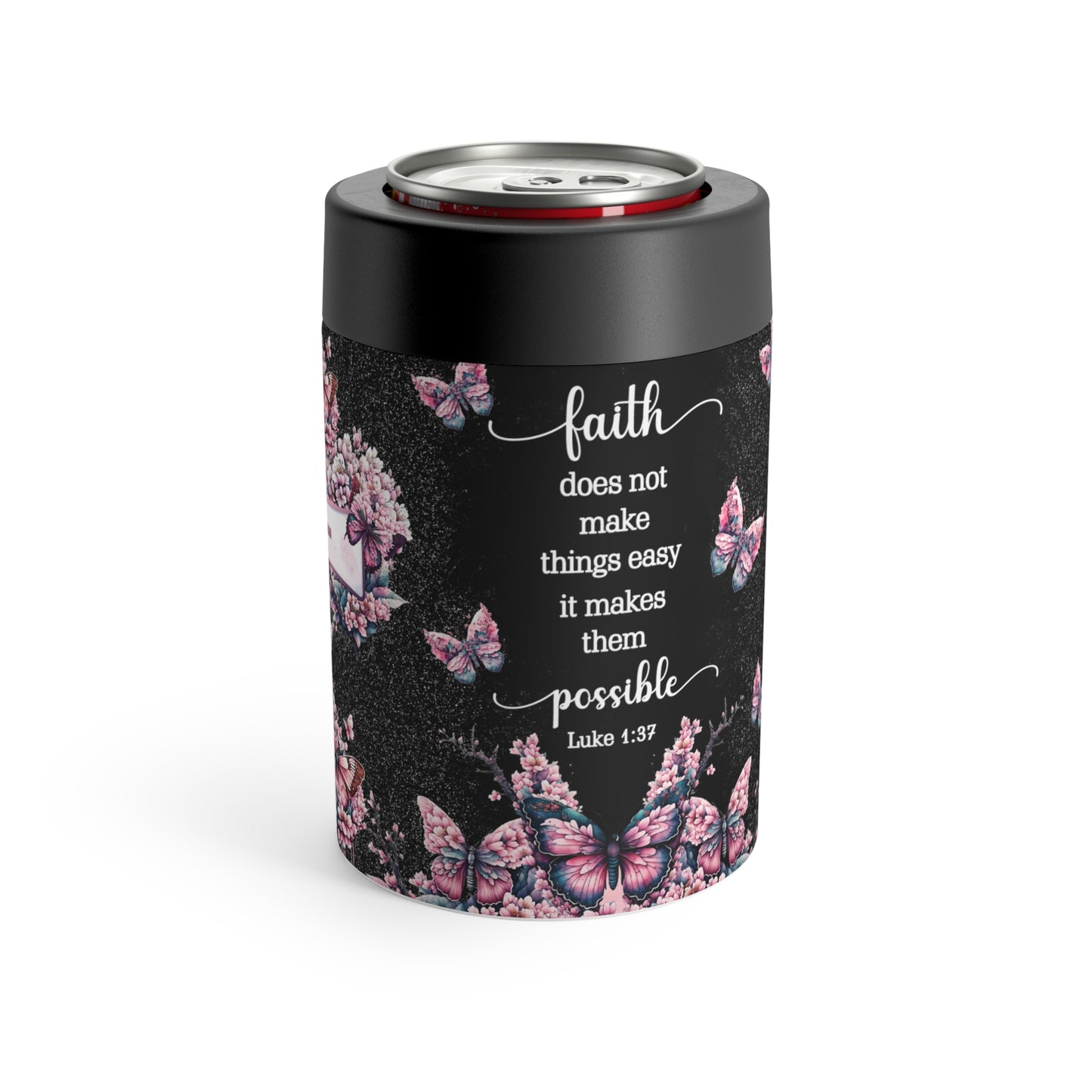 Faith Makes Them Possible Black 12oz Can Holder